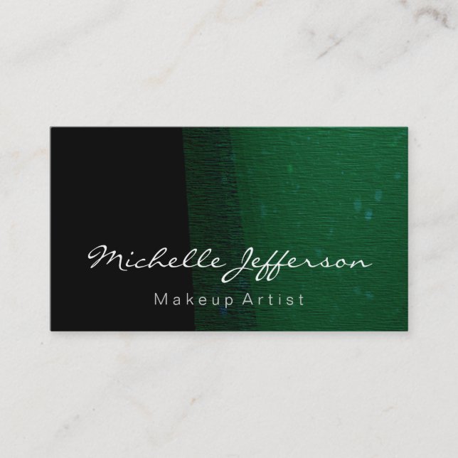Black Green Stylish Makeup Artist Business Card Visitenkarte (Vorderseite)