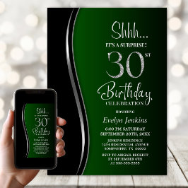 Black Green Surprise 30. Geburtstag Einladung