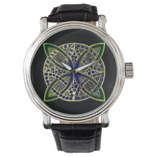 Black Green und Blue Mesmerizing keltischer Knoten Armbanduhr