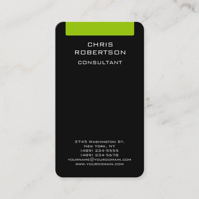 Black Green White Attraktive Charm Business Card Visitenkarte (Vorderseite)