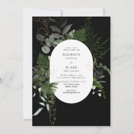 Black Greenery Forest Wedding Einladung