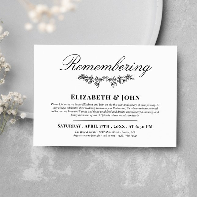 Black Greenery Gemeinsames Gedenken an den Todesta Einladung (Von Creator hochgeladen)