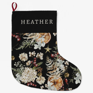 Black Greenery Weihnachts-Strumpf Großer Weihnachtsstrumpf