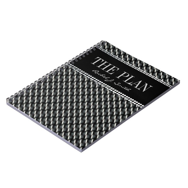 Black Grek Dark Textile Muster Custom Notebook Notizblock (Linke Seite)