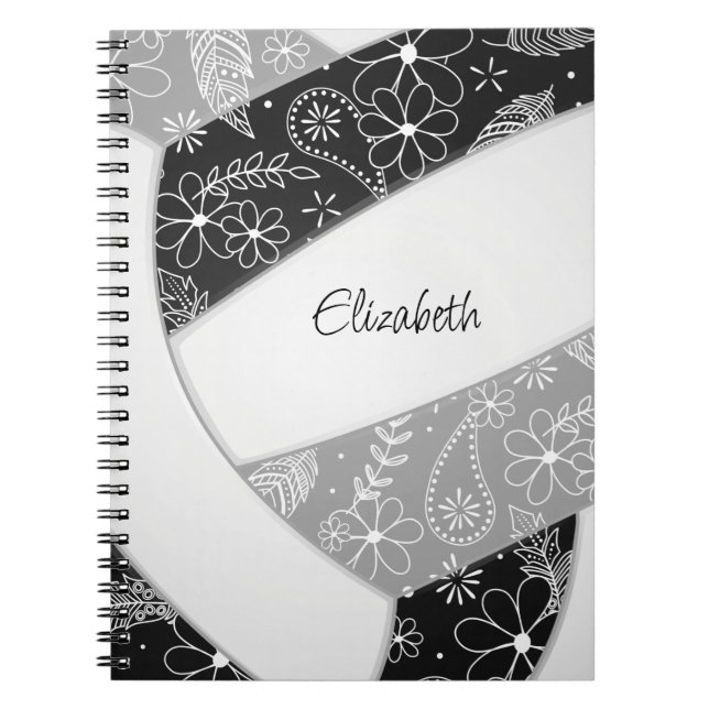 black grey girly boho sport volleyball journal (Devant)