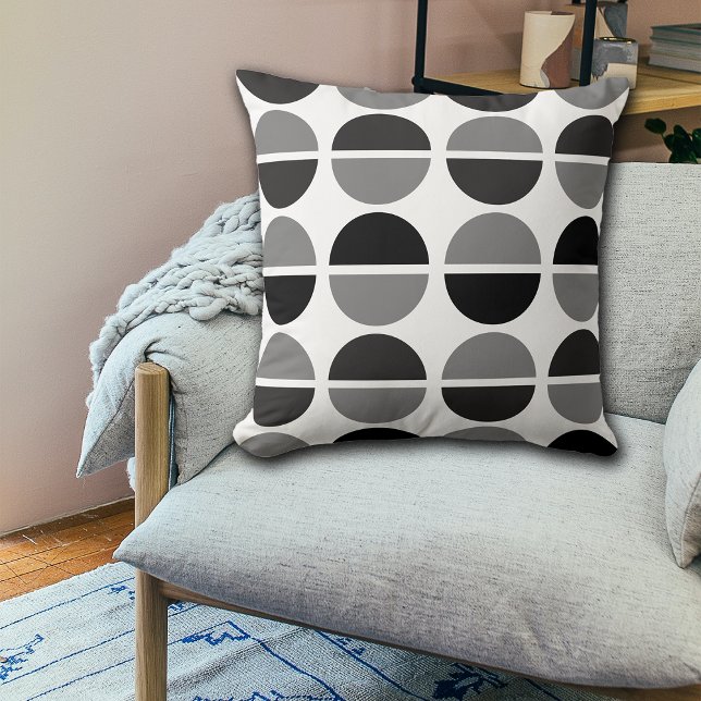 Black Grey White Circles Polka Dots Throw Pillow Kissen (Von Creator hochgeladen)