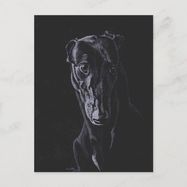 Black Greyhound Hund Art Postkarte (Vorderseite)