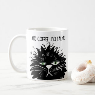 Black Grumpy Cat No Coffee No Talkie Funny Kaffeetasse