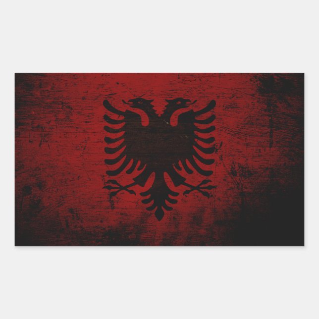 Black Grunge Albanien Fahne Rechteckiger Aufkleber (Vorderseite)
