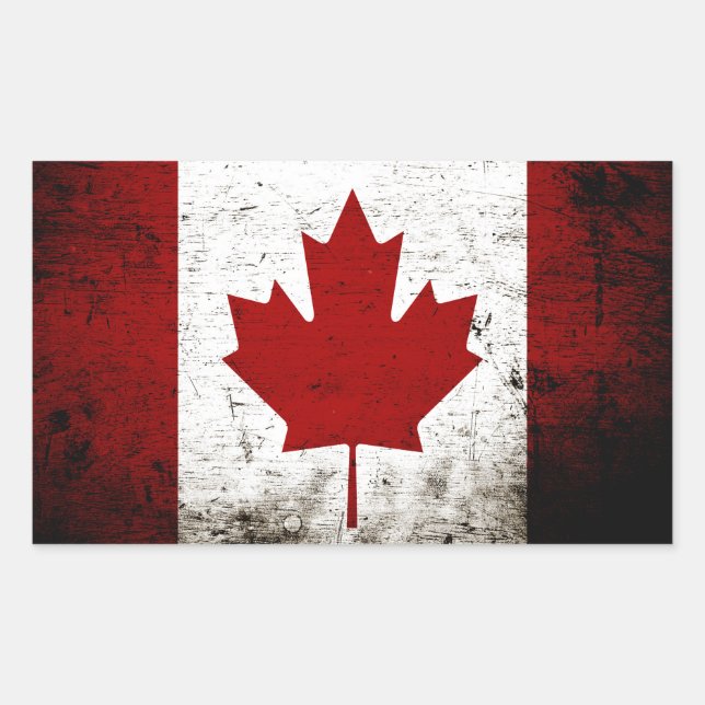Black Grunge Canada Flag Rechteckiger Aufkleber (Vorderseite)
