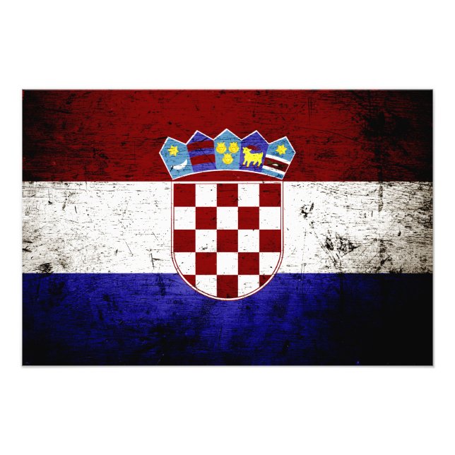 Black Grunge Croatia Fahne Fotodruck (Vorne)