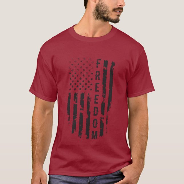 Black Grunge Freedom T-shirt Drapeau américain (Devant)