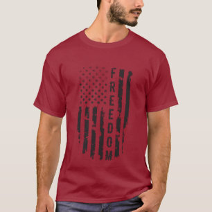 Black Grunge Freedom U.S. Flag T - Shirt