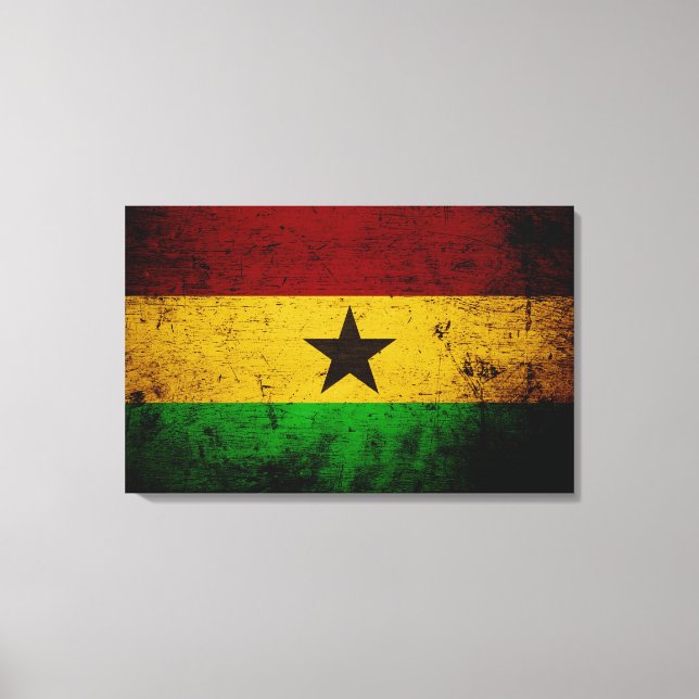 Black Grunge Ghana Flag Leinwanddruck (Vorderseite)