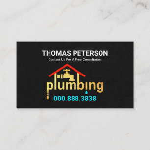 Black Grunge Gold Zuhause Plumbing Visitenkarte