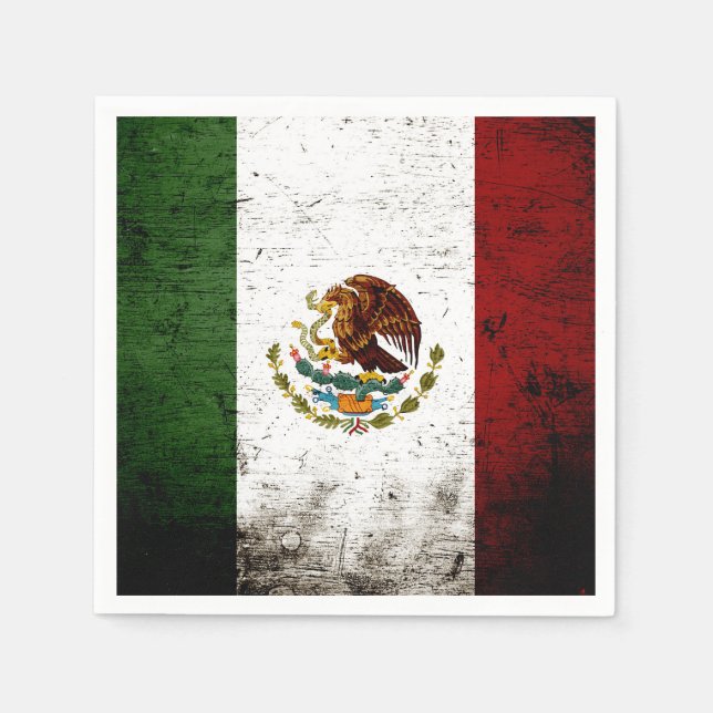 Black Grunge Mexico Fahne Serviette (Vorderseite)