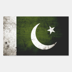 Black Grunge Pakistan Fahne Rechteckiger Aufkleber