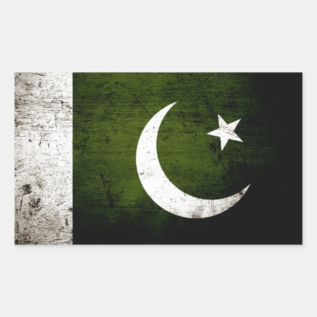 Black Grunge Pakistan Fahne Rechteckiger Aufkleber (Vorderseite)