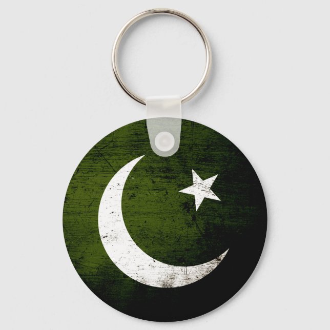 Black Grunge Pakistan Fahne Schlüsselanhänger (Vorderseite)
