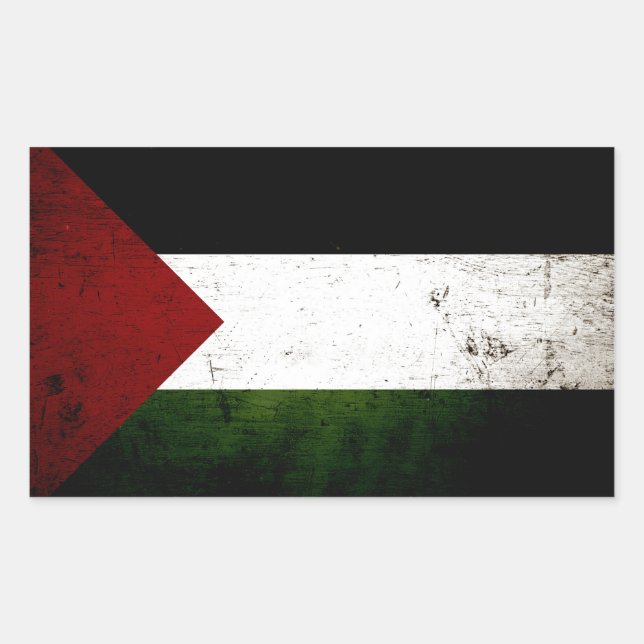 Black Grunge Palestine Flag Rechteckiger Aufkleber (Vorderseite)