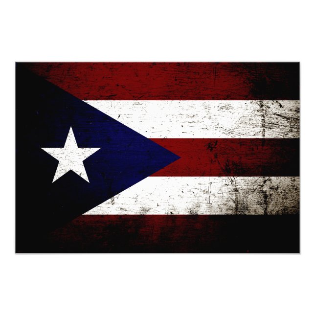Black Grunge Puerto Rico Flag Fotodruck (Vorne)