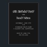Black Grunge Sons Boys Teens Geburtstag Einladung<br><div class="desc">Solid schwarze Geburtstagsgeschenk-Einladung mit grauem Text in Grunge-Schriftart. Reverse enthält schwarz-graue Wirbel. Für Jungen von einem Alter bis zu einem älteren Teenager ist diese vertikale Karte leicht mit Datum,  Uhrzeit,  Ort und uAwg zu personalisieren.</div>