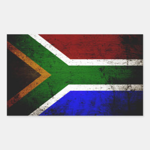 Black Grunge Südafrika Fahne Rechteckiger Aufkleber