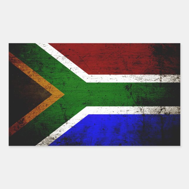 Black Grunge Südafrika Fahne Rechteckiger Aufkleber (Vorderseite)