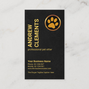 Black Grunge Textur Gold Paw Pet Sitter Visitenkarte