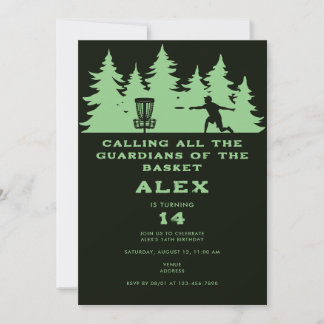 Black Guardians of the Disk Golf Birthday Party Einladung