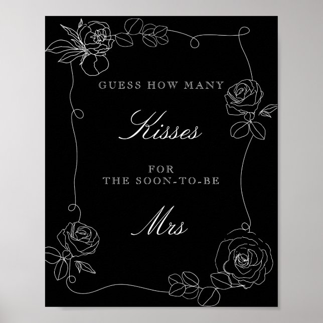Black Guess Wie viele Kisses Brautparty Game Pos Poster (Vorne)