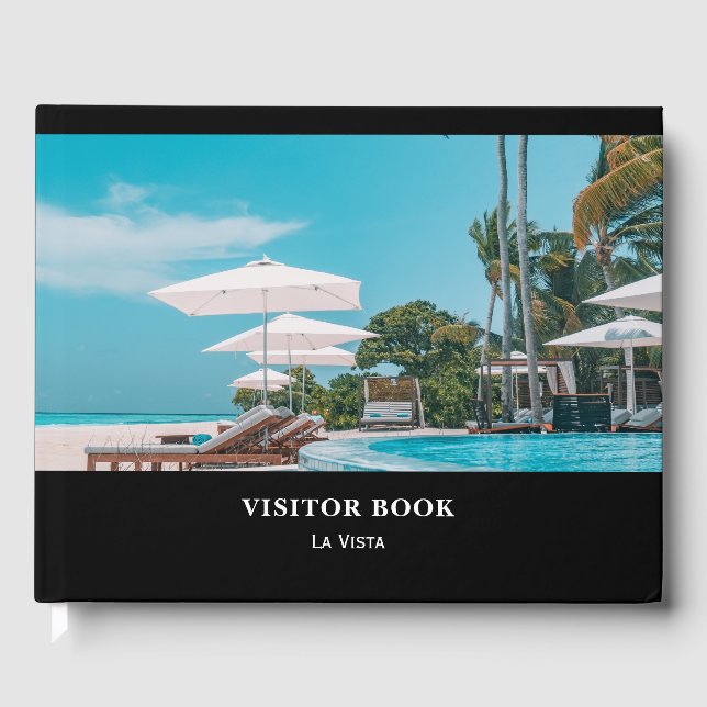 Black Guest Book | Moderne Ferienvermietung Feedba Gästebuch (Vorderseite)