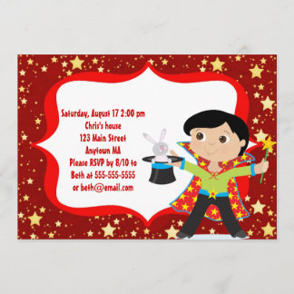 Black Hair Boy Magician Geburtstagsparty Einladung