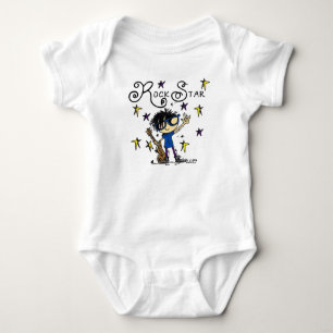 Black Hair Boy Rock Star Baby Strampler
