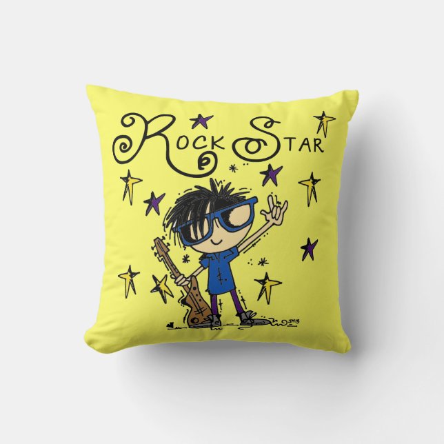 Black Hair Boy Rock Star Kissen (Vorderseite)