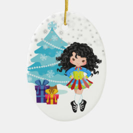 Black Hair Irish Dancer Winter Weihnachten Keramik Ornament