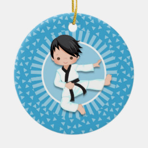 Black Hair Karate Boy Judo Martial Arts Keramik Ornament
