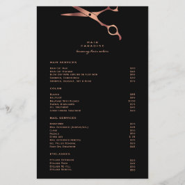 Black Hair Salon Kupfer Preisliste Menü Flyer