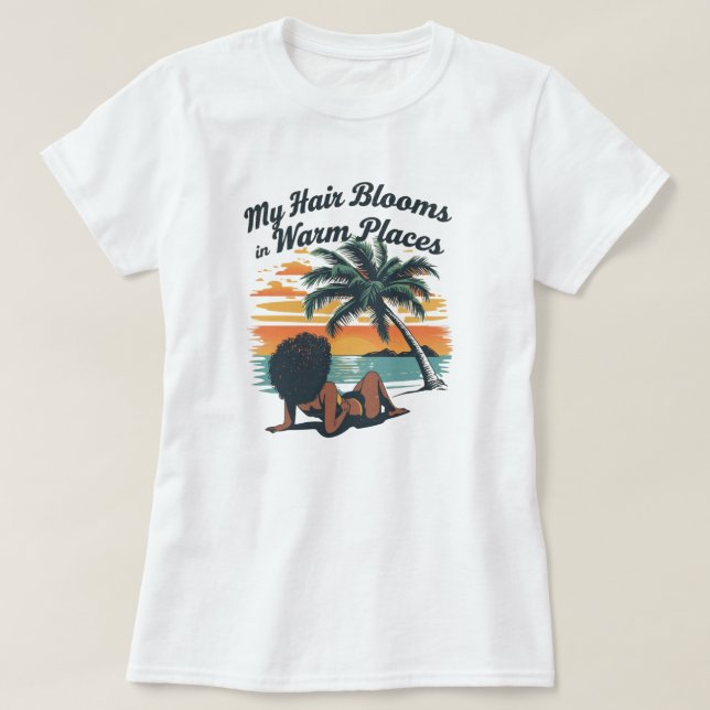 Black Hair Summer Beach Afro Custom Tee (Design vorne)