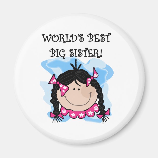 Black Hair World's Best Big Sister Tshirts Magnet (Vorne)