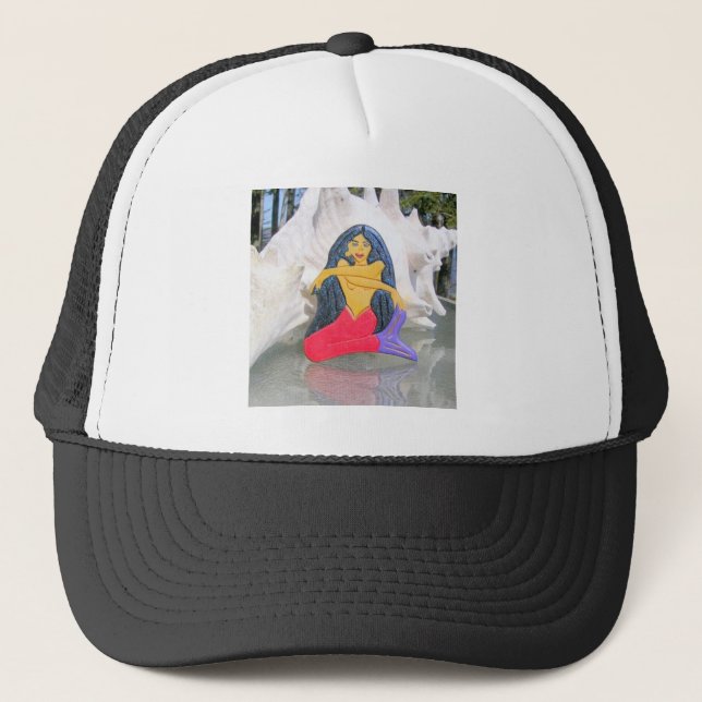 black haired mermaid hat truckerkappe (Vorderseite)