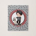 Black Haired Skateboard Boy<br><div class="desc">This design feature hat einen schwarzen Haired Boy with his skateboard. Wir sind cool gray and red background.</div>