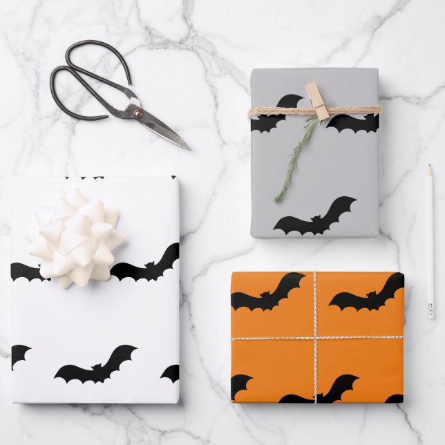 Black Halloween Bats Geschenkpapier Set (Vorderseite)