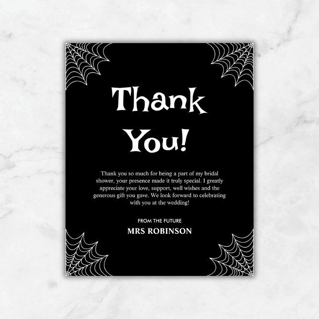 Black Halloween Brautparty Danke, dass ihr Karte h (Black She Found Her Boo Halloween Bridal Shower Thank You Card )