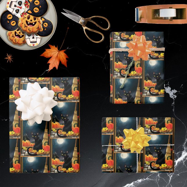 Black Halloween Cat Geschenkpapier Set (Von Creator hochgeladen)
