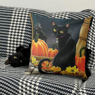 Black Halloween Cat Kissen