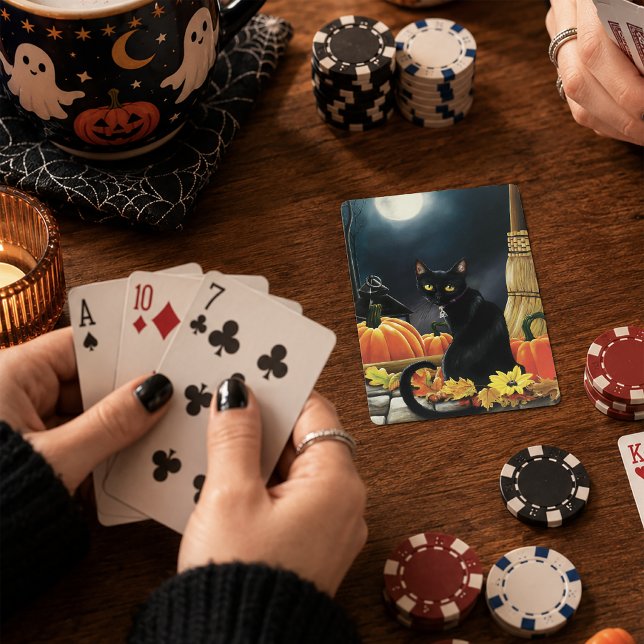 Black Halloween Cat Spielkarten (Von Creator hochgeladen)