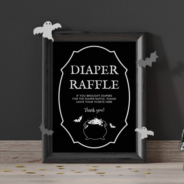 Black Halloween Goth Baby Shower Diaper Raffle Poster (Von Creator hochgeladen)