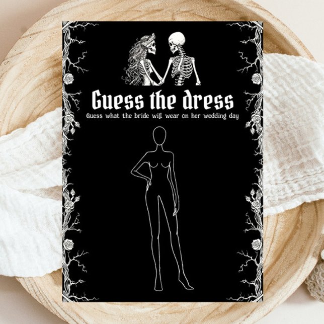 Black Halloween rät sich das Dress Brautparty Game Einladung (Black Halloween Guess The Dress Bridal Shower Game )