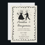 black hand drawn couple Whimsical Wedding  Einladung<br><div class="desc">Celebrate love with this hand drawn green whimsical wedding design, featuring playful line art, casual elegance, and charming doodle-inspired details. The hand illustrated style blends European, Italian, and French influences, creating a unique balance of trendy, funky, and stylishly modern flair. With its pretty, cute, and fun squiggle scribbles, this design...</div>